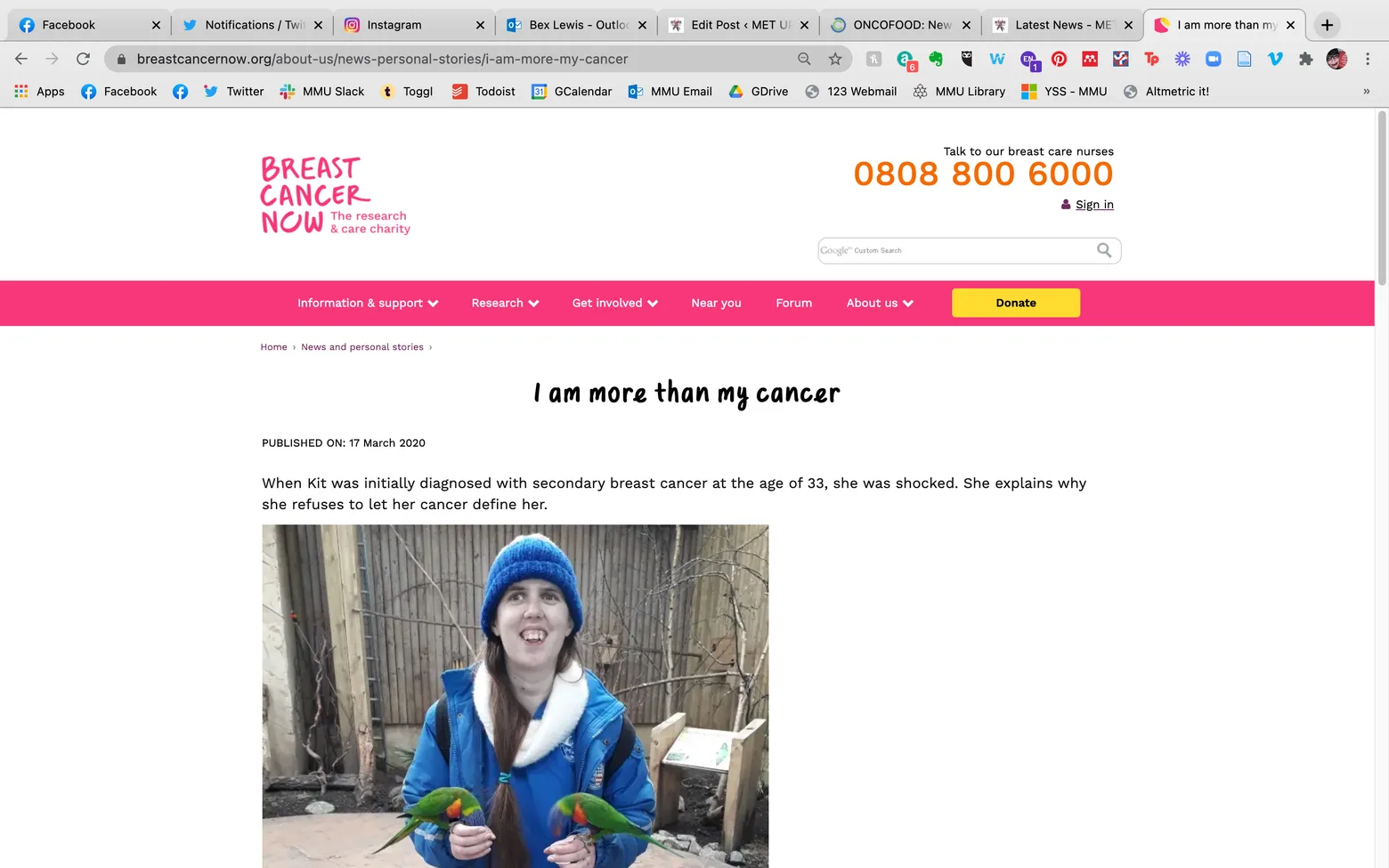 Kit in Breast Cancer Now Story