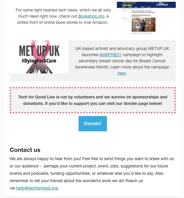Screenshot of Newsletter