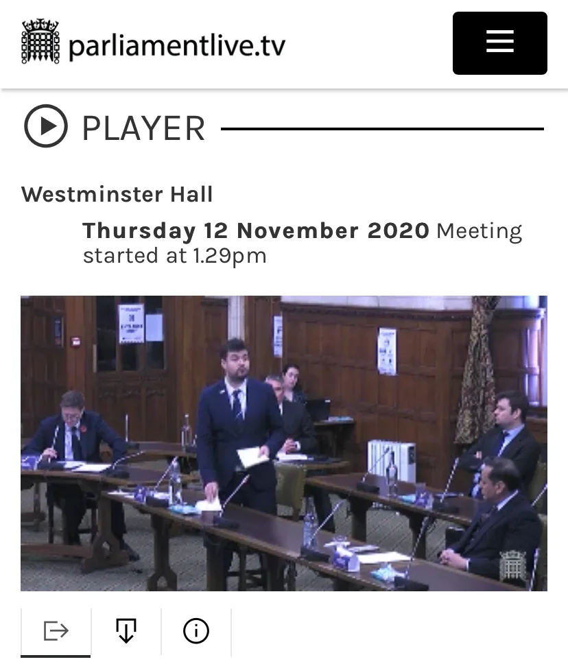 Screenshot from Parliamentary Debate