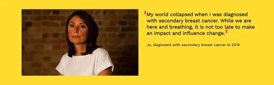 Jo M Incurables BCNow campaign