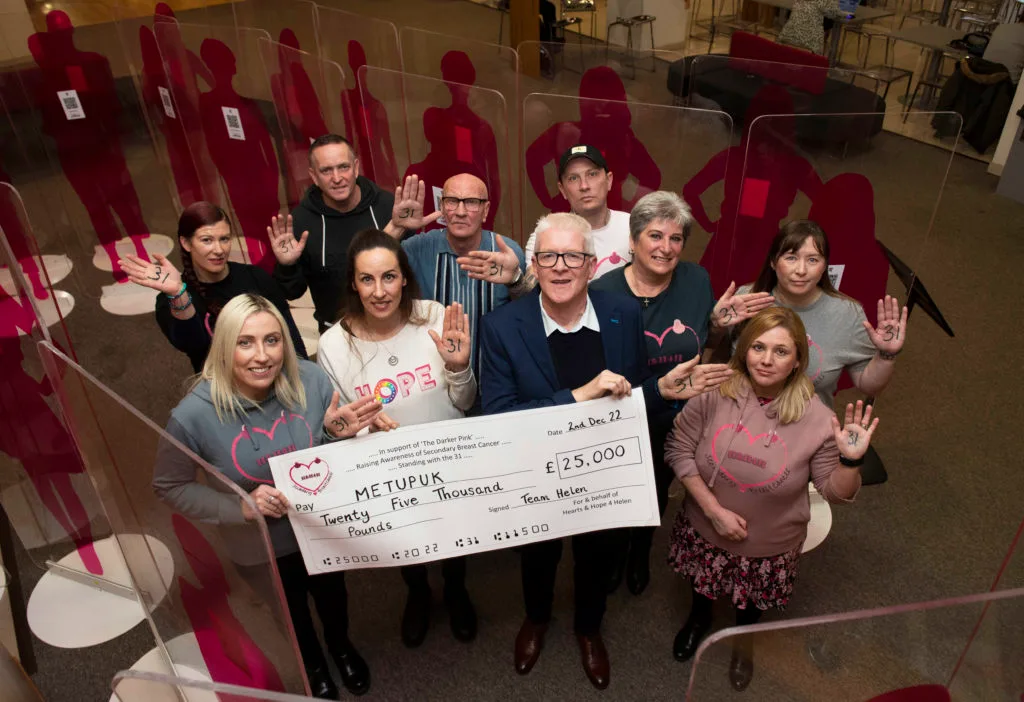 <p>GLASGOW, SCOTLAND – DECEMBER 02: Kirsty Robb, Alan Smith, Kenny Gilchrist, Kenny Gilchrist, Lorraine Gilchrist, Lorraine Clark, Emma Smith, Helen Crawford, Andy Figgins and Ellie Lawrence during the launch of ‘The Darker Side of Pink exhibition at the Mitchell Lubrary, on December 02, 2022, in Glasgow, Scotland (Photo by Craig Foy / SNS Group)</p>