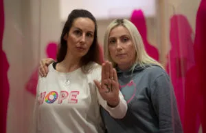 GLASGOW, SCOTLAND - DECEMBER 02: during the launch of 'The Darker Side of Pink exhibition at the Mitchell Lubrary, on December 02, 2022, in Glasgow, Scotland Helen Crawford and Emma Smith(Photo by Craig Foy / SNS Group)