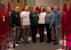 GLASGOW, SCOTLAND - DECEMBER 02: Alan Smith, Kenny Gilchrist, Lorraine Gilchrist, Helen Crawford, Emma Smith and Kenny Gilchrist during the launch of 'The Darker Side of Pink exhibition at the Mitchell Lubrary, on December 02, 2022, in Glasgow, Scotland (Photo by Craig Foy / SNS Group)